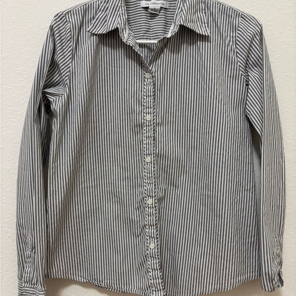 Liz Claiborne Black and White Striped women Shirt